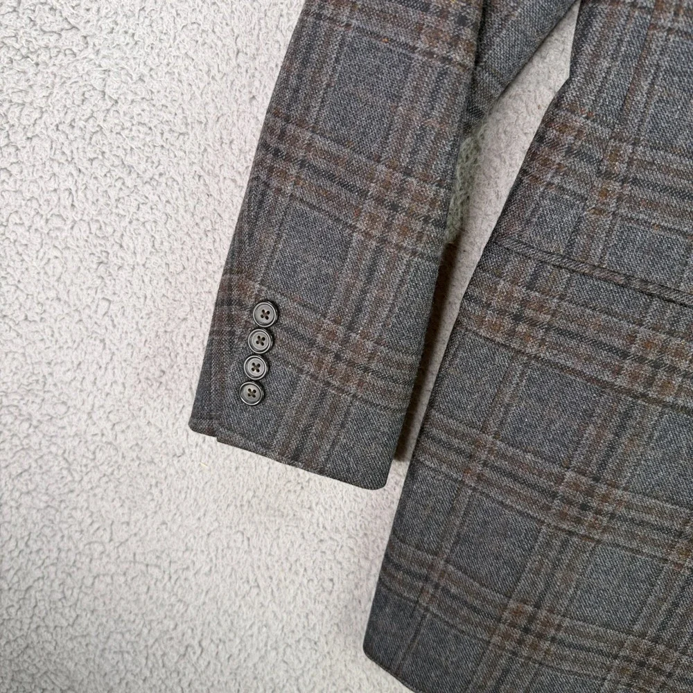 Brooks Brothers Sport Coat Mens 46L Gray Plaid Madison Wool Lanificio di Pray
